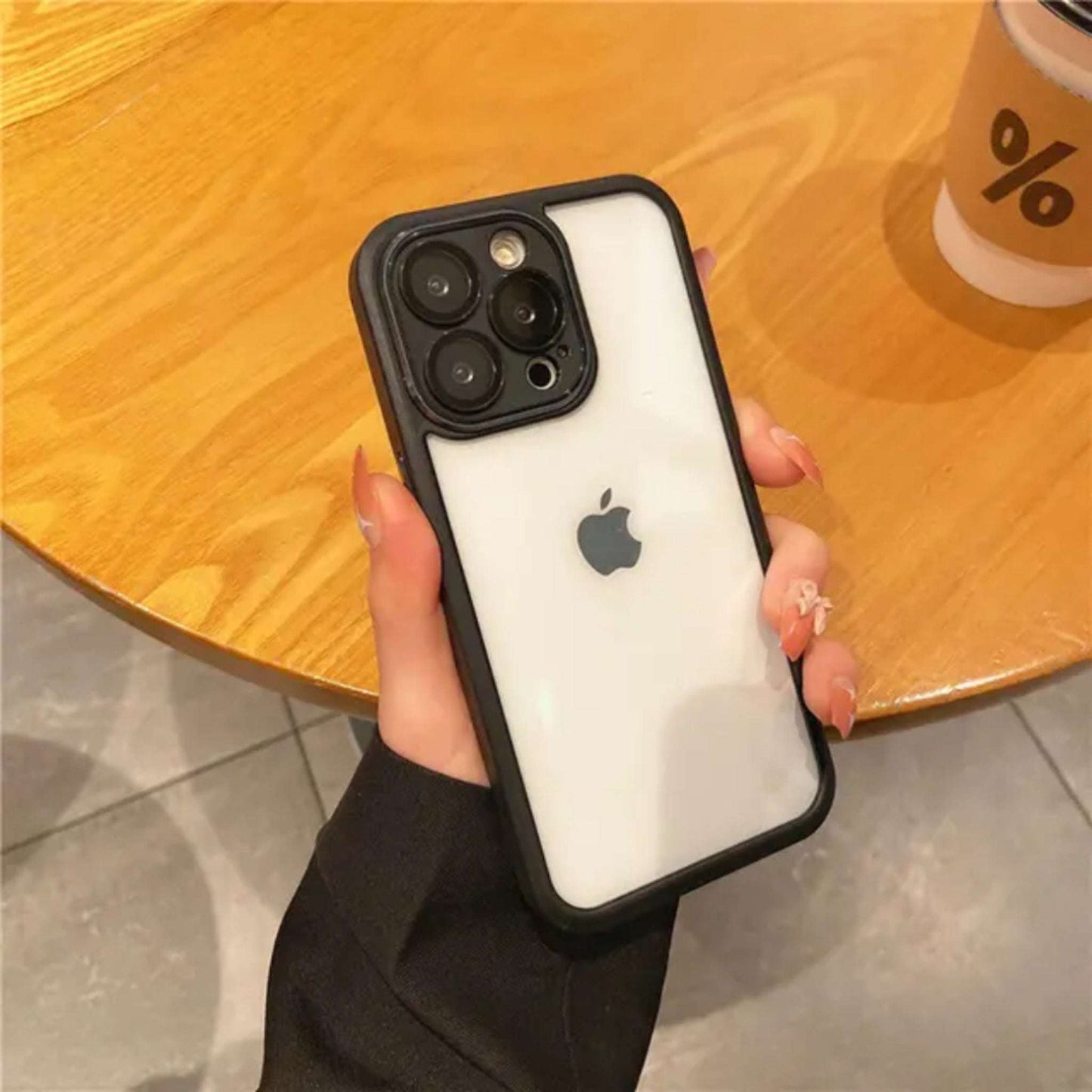 Slim Transparent Protective Case with Peach Border My Store