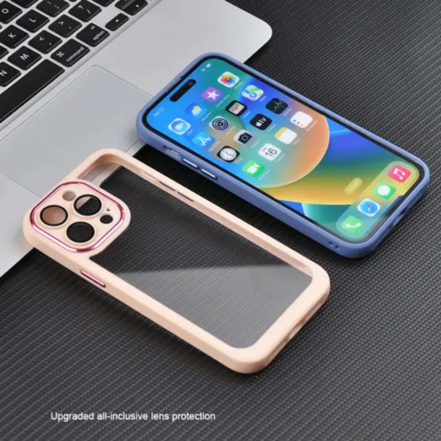 Slim Transparent Protective Case with Peach Border My Store