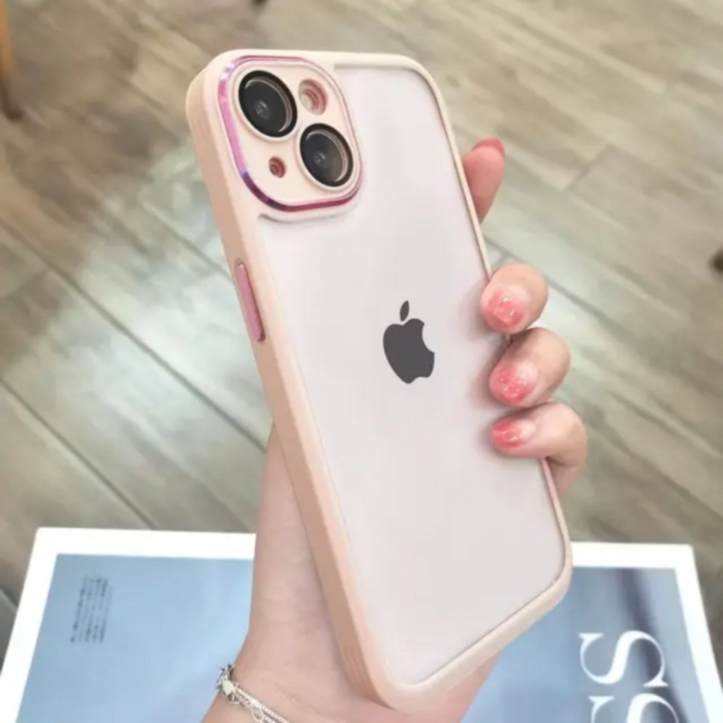 Slim Transparent Protective Case with Peach Border My Store