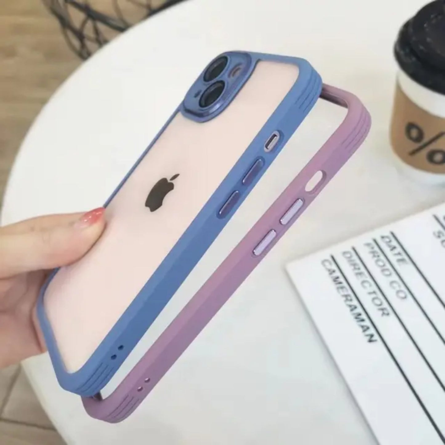 Slim Transparent Protective Case with Peach Border My Store