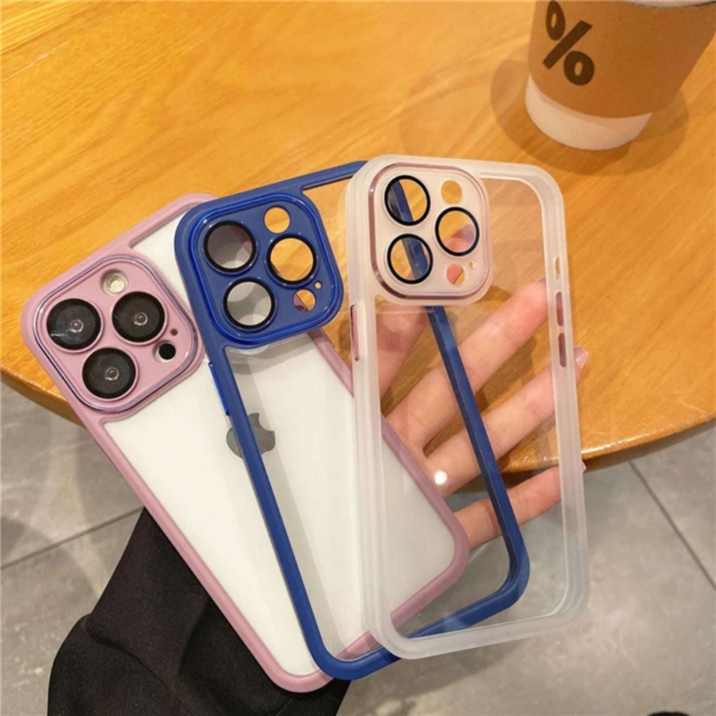 Slim Transparent Protective Case with Peach Border My Store