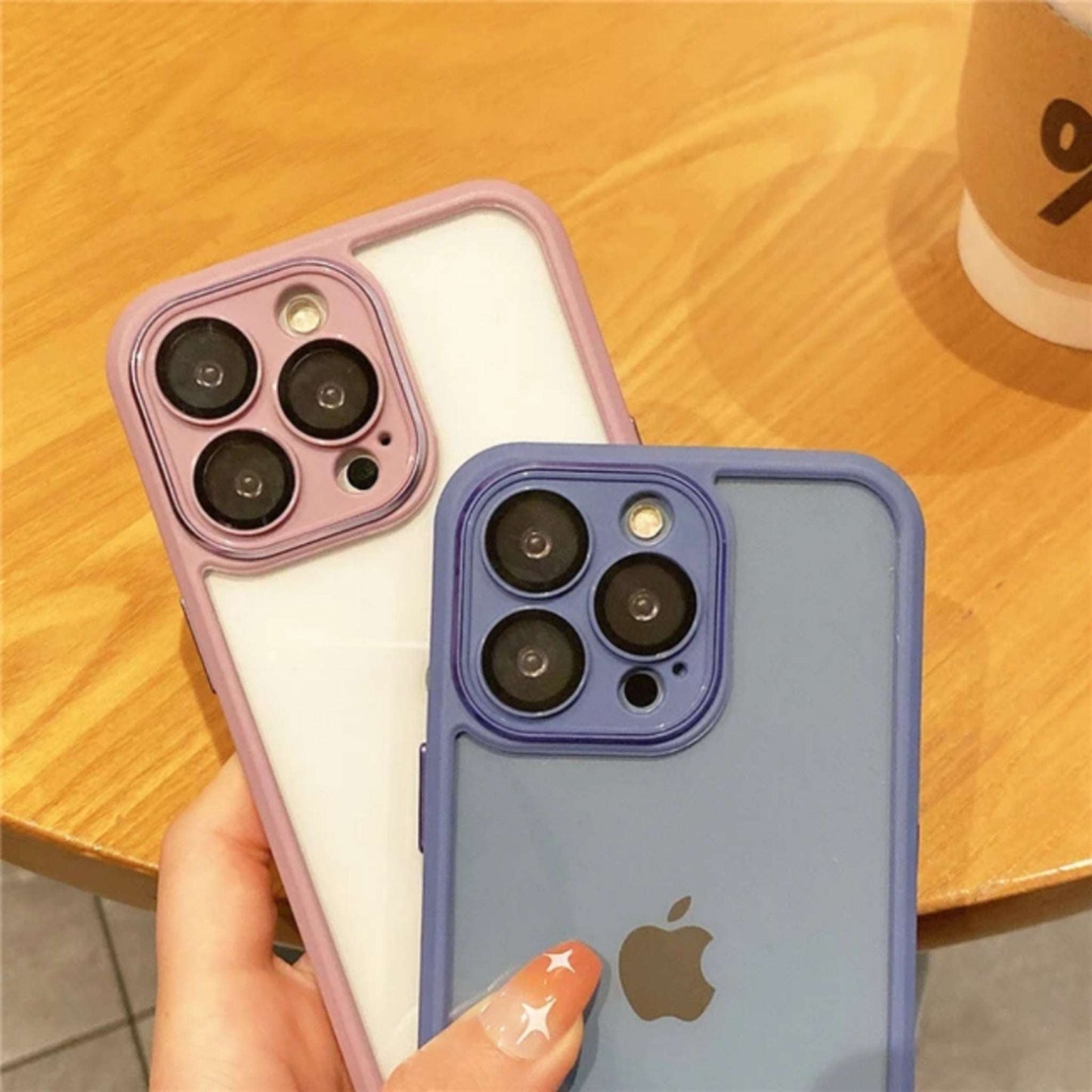 Slim Transparent Protective Case with Peach Border My Store