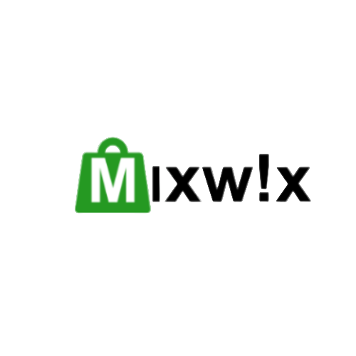 Logo of Mixwix with a green bag icon on a white background