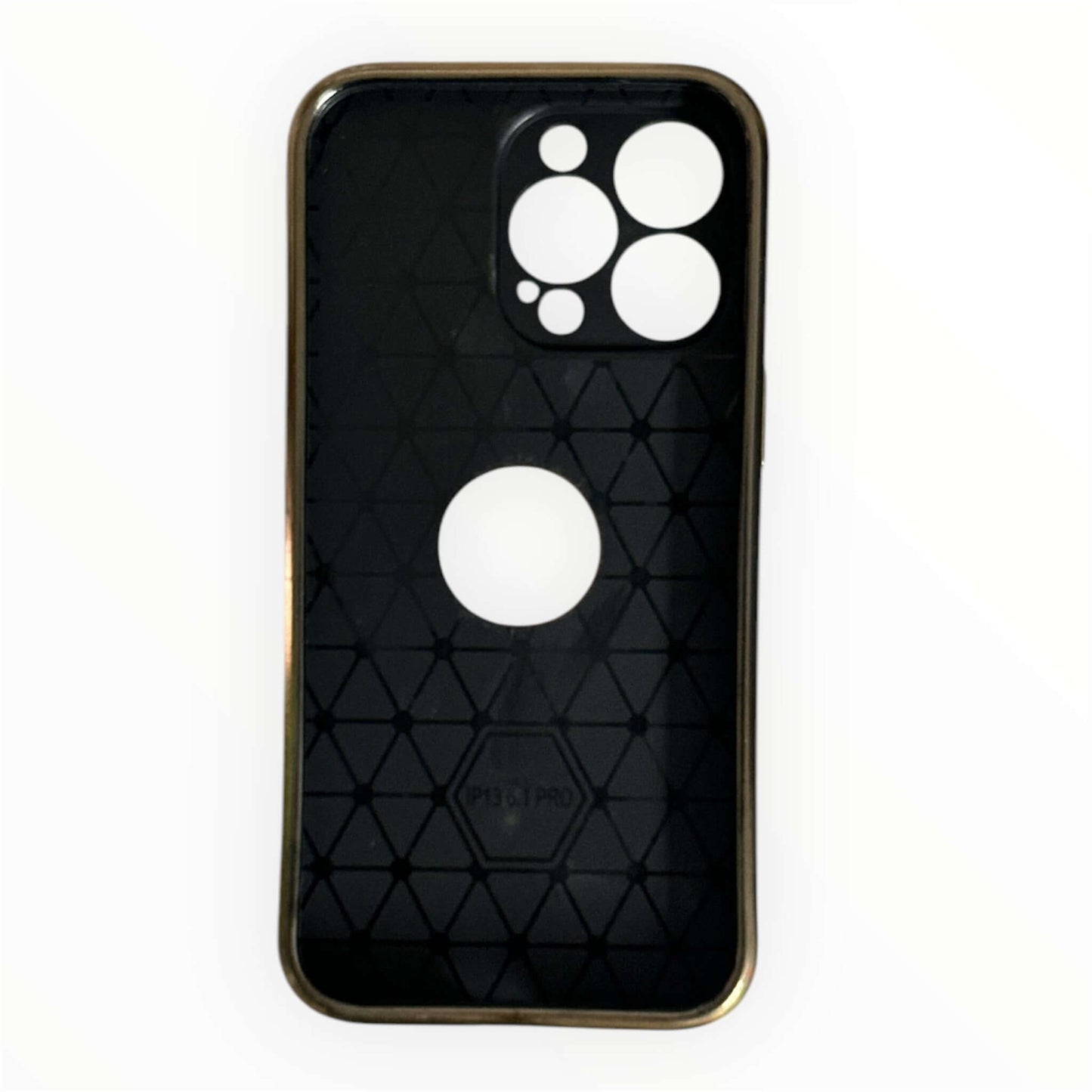 Luxurious Brown Leather iPhone 13pro Case with Gold Accents My Store