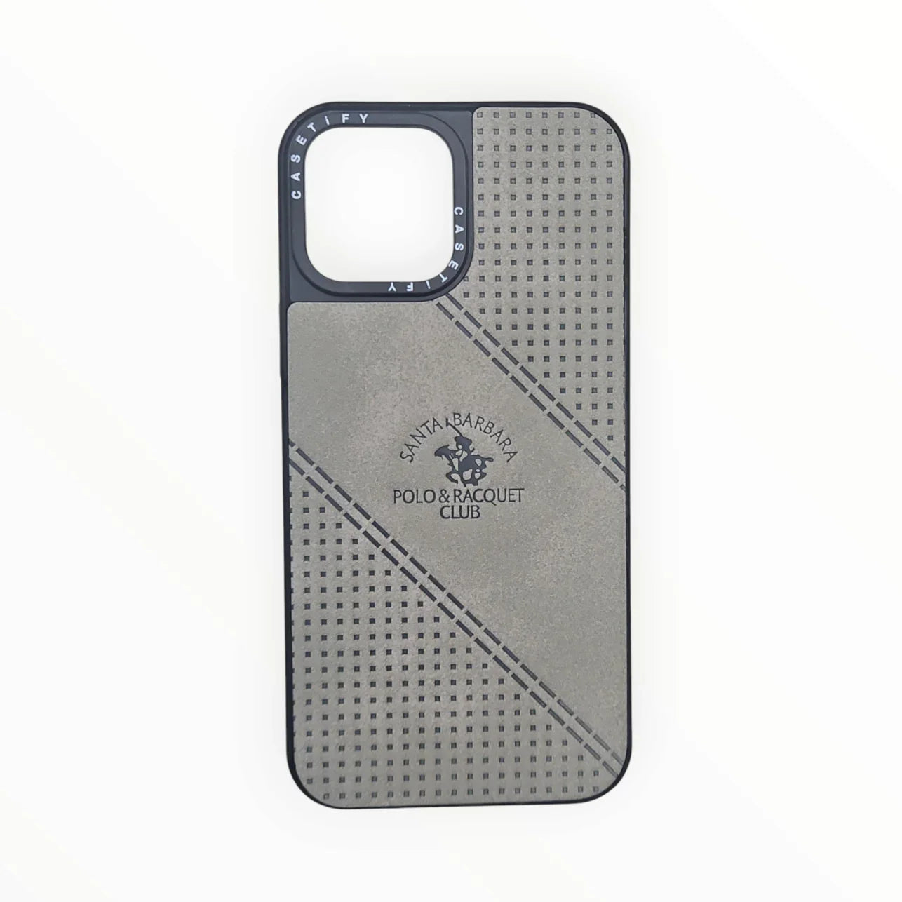 Santa Barbara Polo & Racquet Club Leather Texture Phone Case – Elegant Grip Cover (For iPhone)