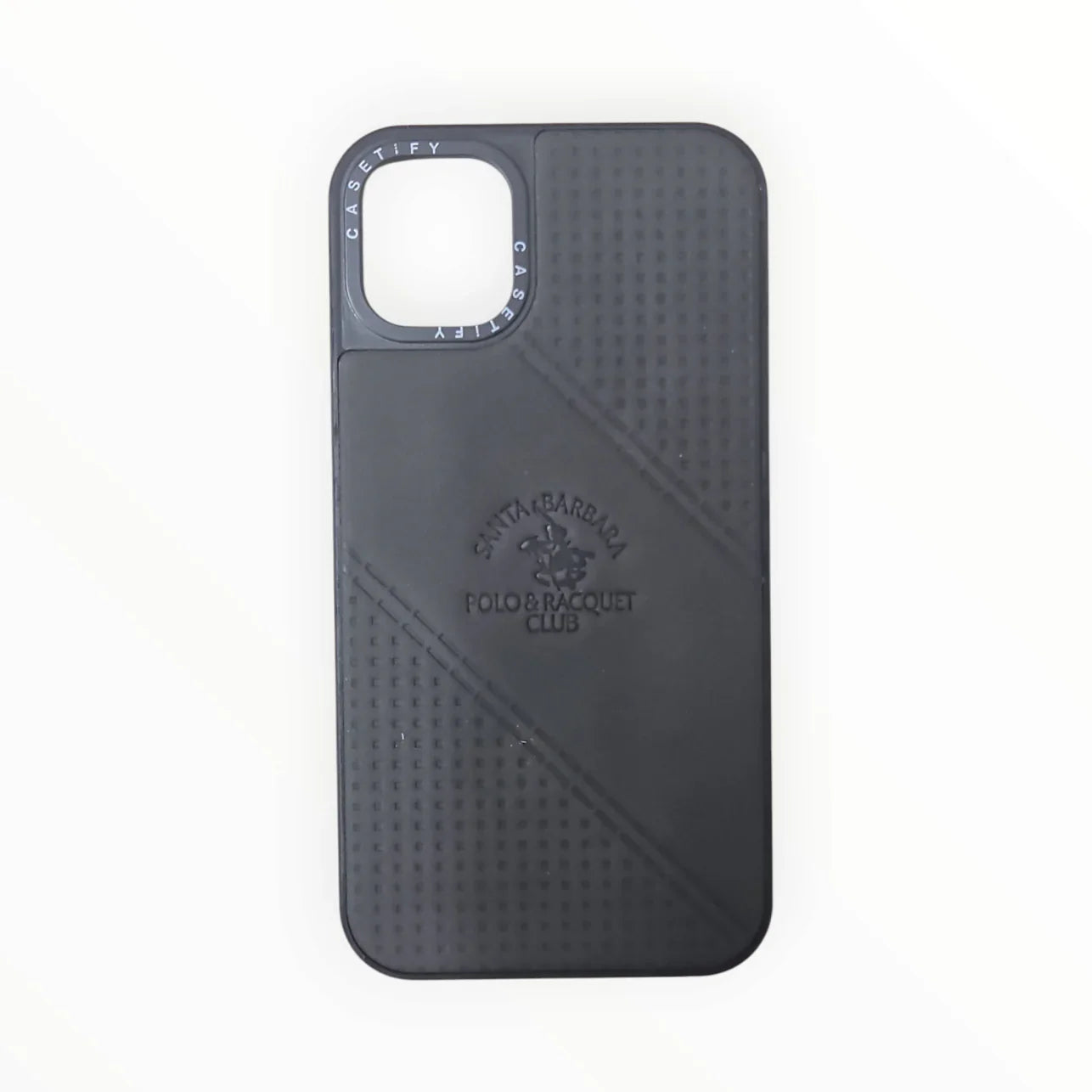 Santa Barbara Polo & Racquet Club Leather Texture Phone Case – Elegant Grip Cover (For iPhone)