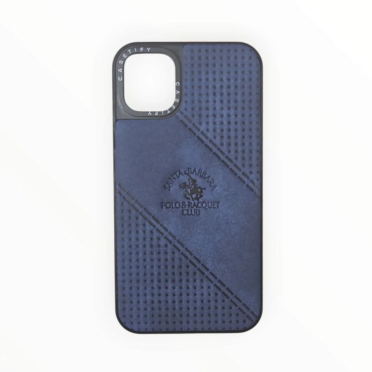 Santa Barbara Polo & Racquet Club Leather Texture Phone Case – Elegant Grip Cover (For iPhone)