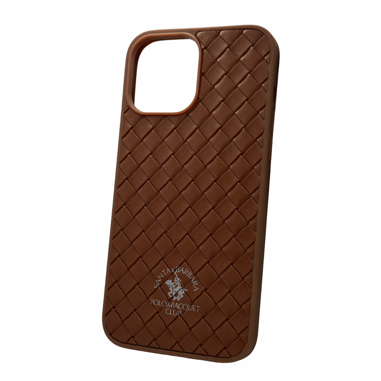 Elegant Woven Leather iPhone Case - Brown (Santa Barbara Polo & Racquet Club) My Store