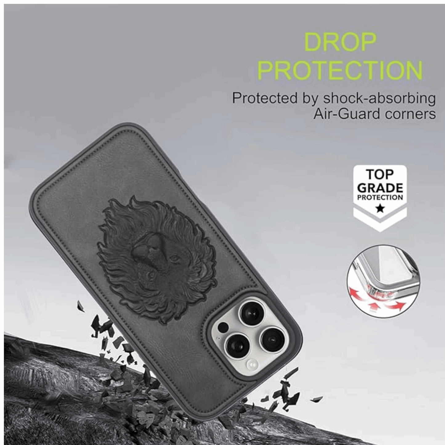 Embossed Lion Leather Case – Premium Luxury for iPhone My Store