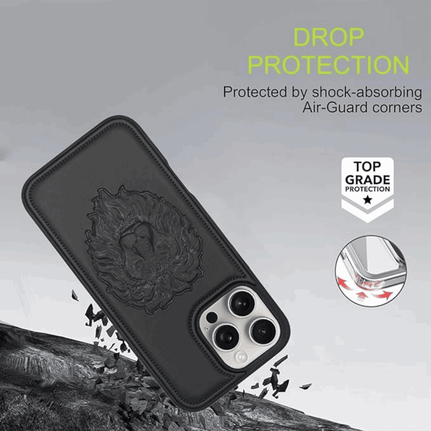 Embossed Lion Leather Case – Premium Luxury for iPhone My Store