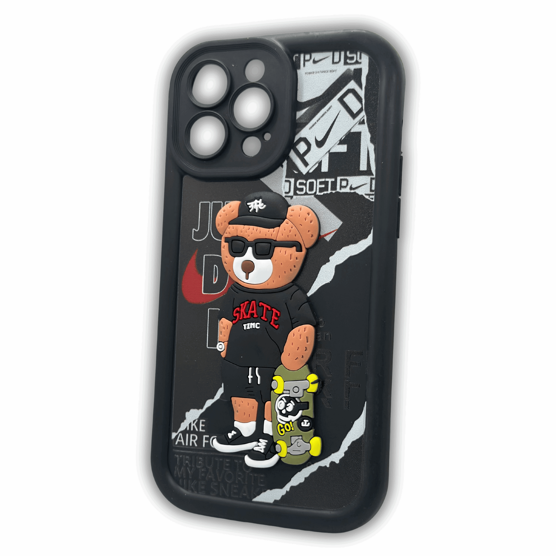 Skate Bear iPhone 13 Pro Max Case - Trendy Streetwear Style Silicone Cover with 3D Bear Design My Store