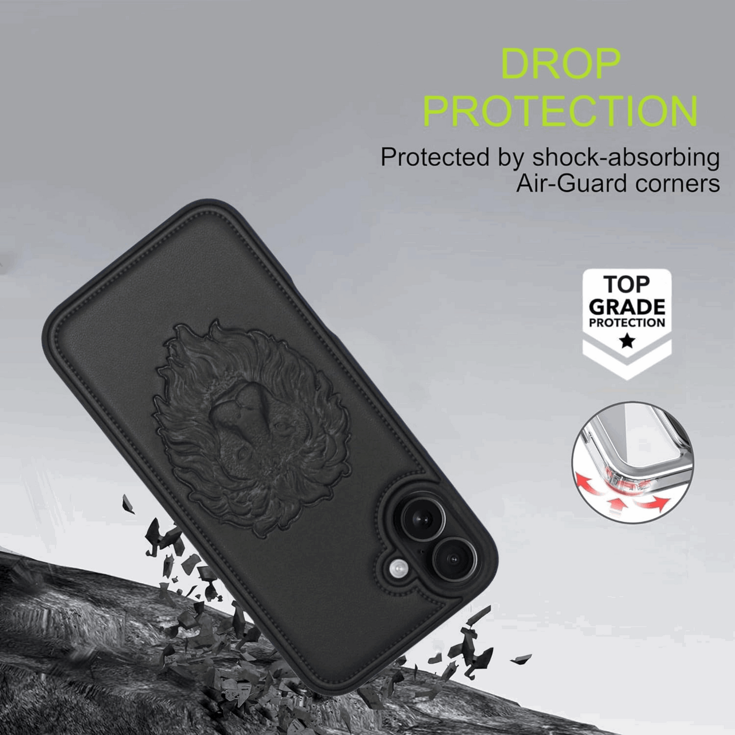 Embossed Lion Leather Case – Premium Luxury for iPhone My Store