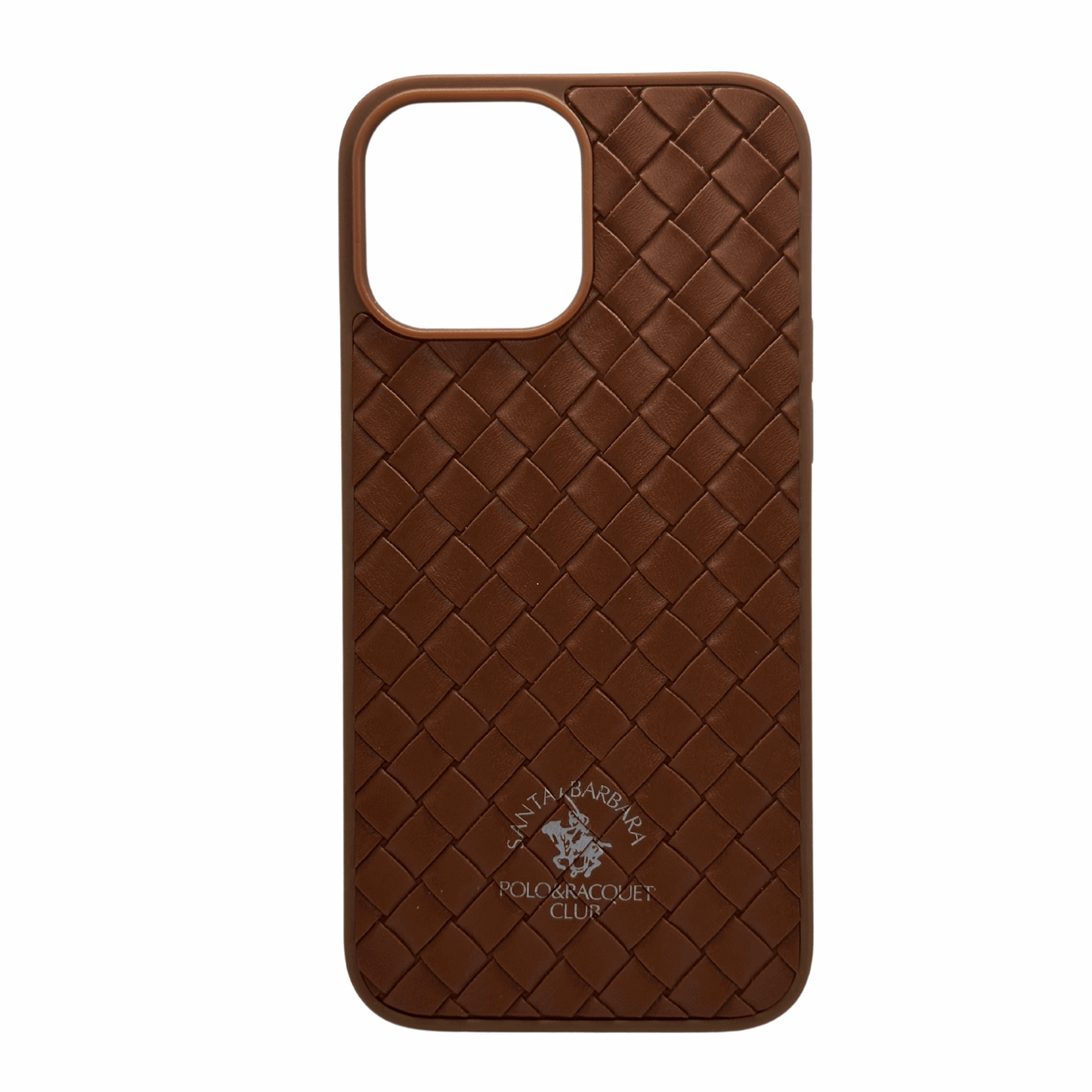 Elegant Woven Leather iPhone Case - Brown (Santa Barbara Polo & Racquet Club) My Store
