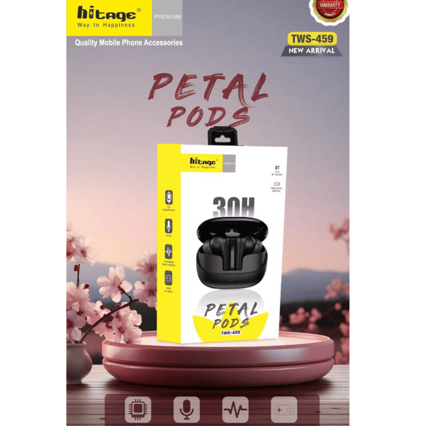 Hitage Petal Pods TWS-459 – Wireless Earbuds with 30H Battery Life Mixwix