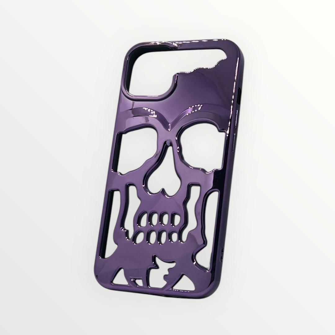 Purple Skull iPhone 14 Case – Metallic Skeleton Frame Cover | Edgy & Stylish