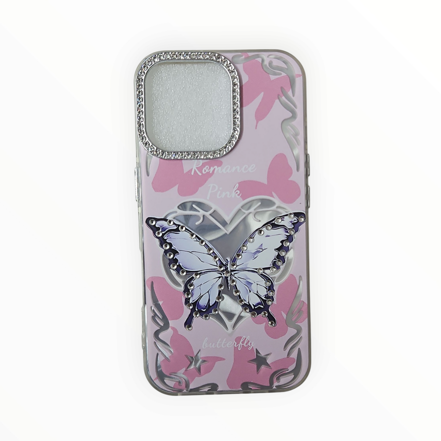 Shimmering 3D Butterfly Case with Crystal Camera Ring – Blue Gradient for iPhone - Mixwix