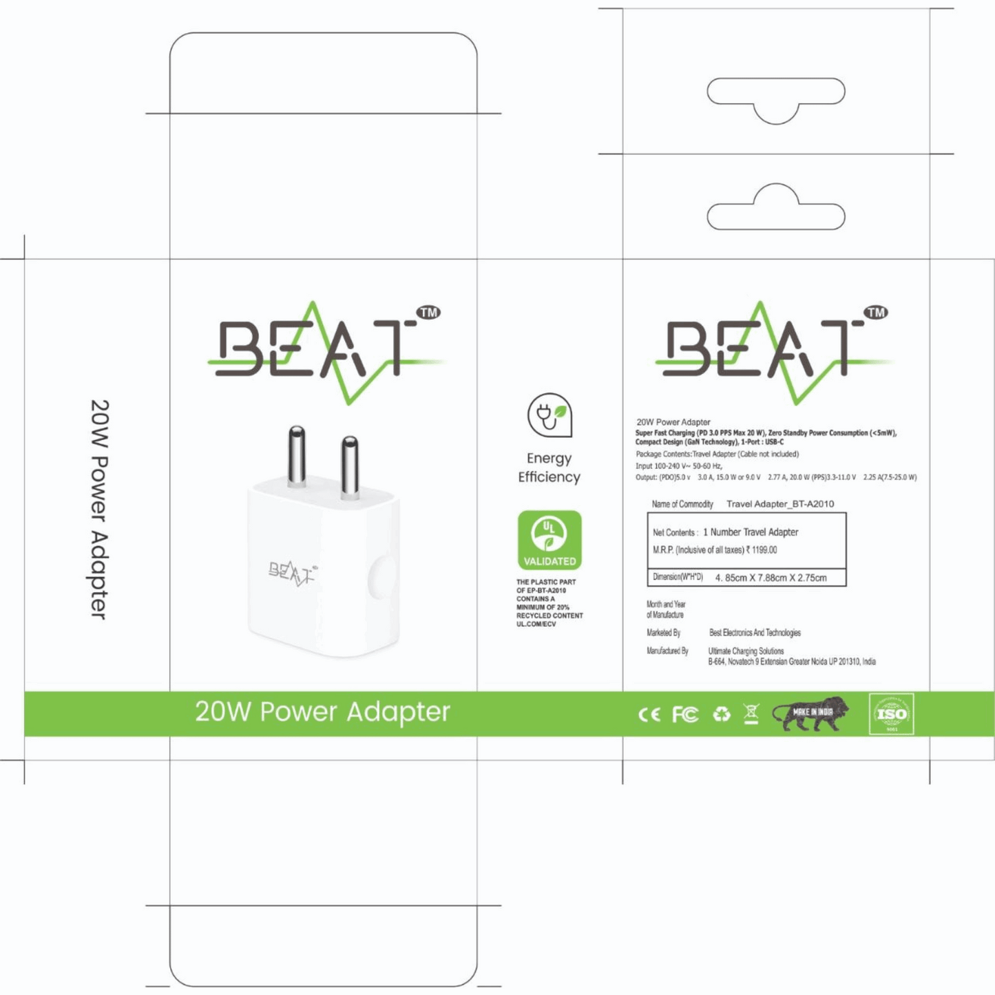BEAT 20W Power Adapter with Type-C Port (3 Month Warranty) Mixwix