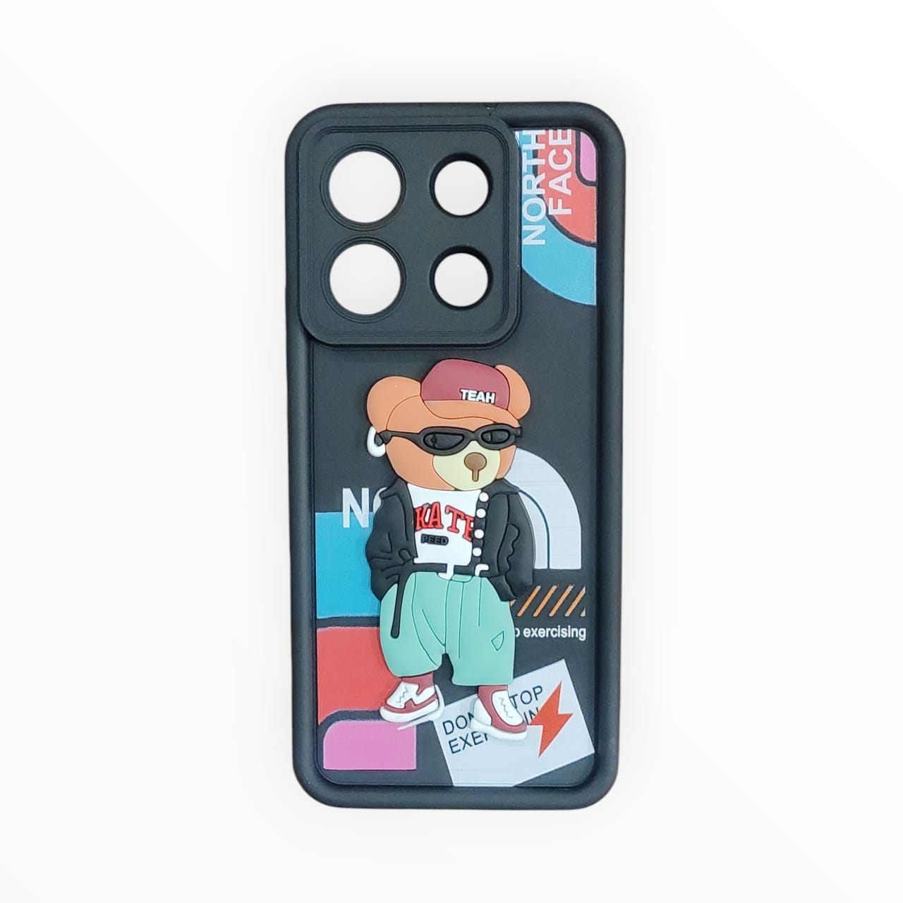 Skater Teddy Bear Phone Case for MI Note 13 Pro 5G – 3D Cartoon Design, Shockproof & Stylish
