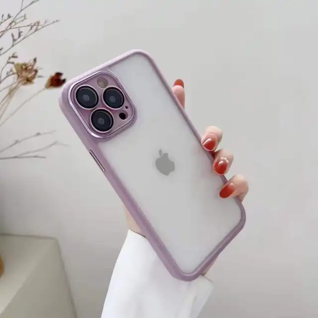 Slim Transparent Protective Case with Peach Border My Store