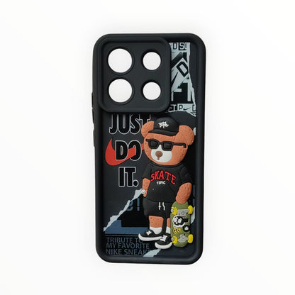 Skater Teddy Bear Phone Case for MI Note 13 Pro 5G – 3D Cartoon Design, Shockproof & Stylish