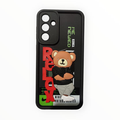 Stylish Teddy Bear ‘RELAX’ Phone Case – Soft Touch, Fashionable Design for Samsung