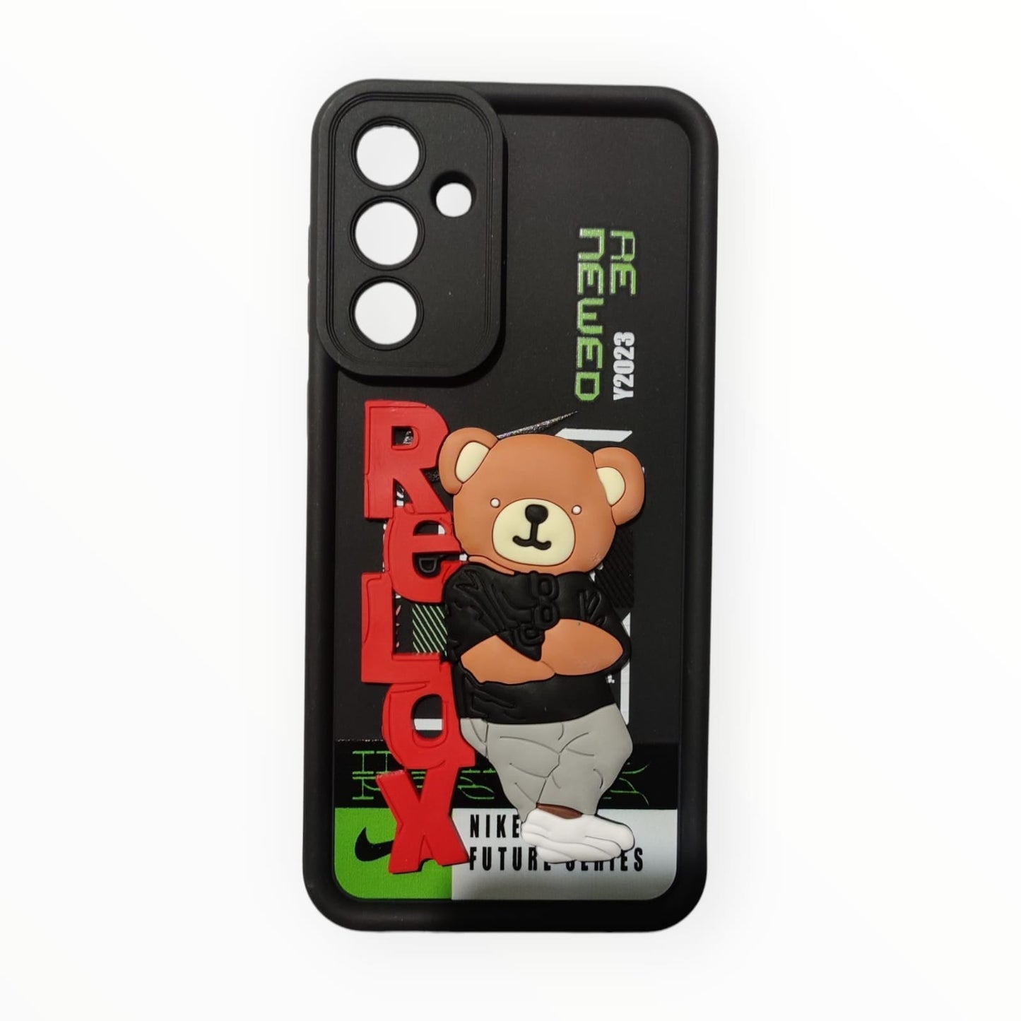 Stylish Teddy Bear ‘RELAX’ Phone Case – Soft Touch, Fashionable Design for Samsung