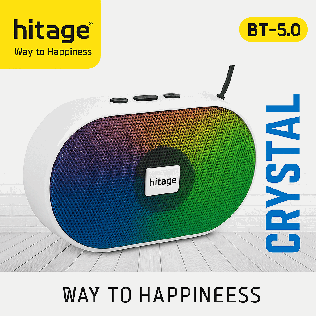 Hitage Crystal BT-5.0 Portable Bluetooth Speaker – Premium Sound, Compact Design