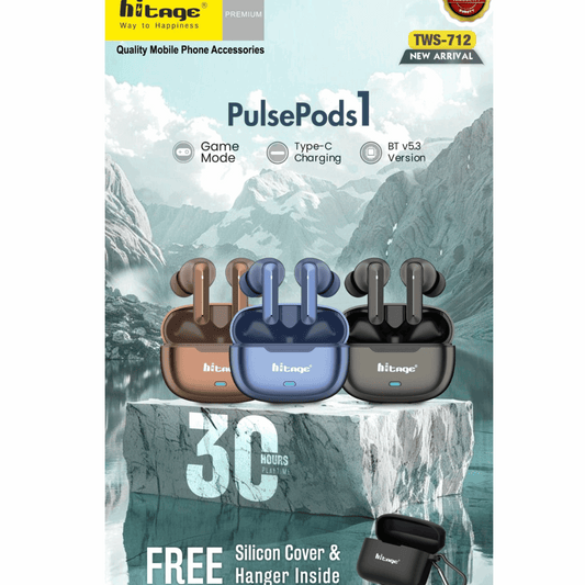 Hitage PulsePods 1 – Premium Wireless Earbuds with 30-Hour Playtime (6 Month Warranty) Mixwix