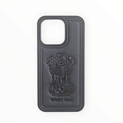 Premium Leather Phone Case with Indian National Emblem – Satyamev Jayate Design (Multiple Colors)