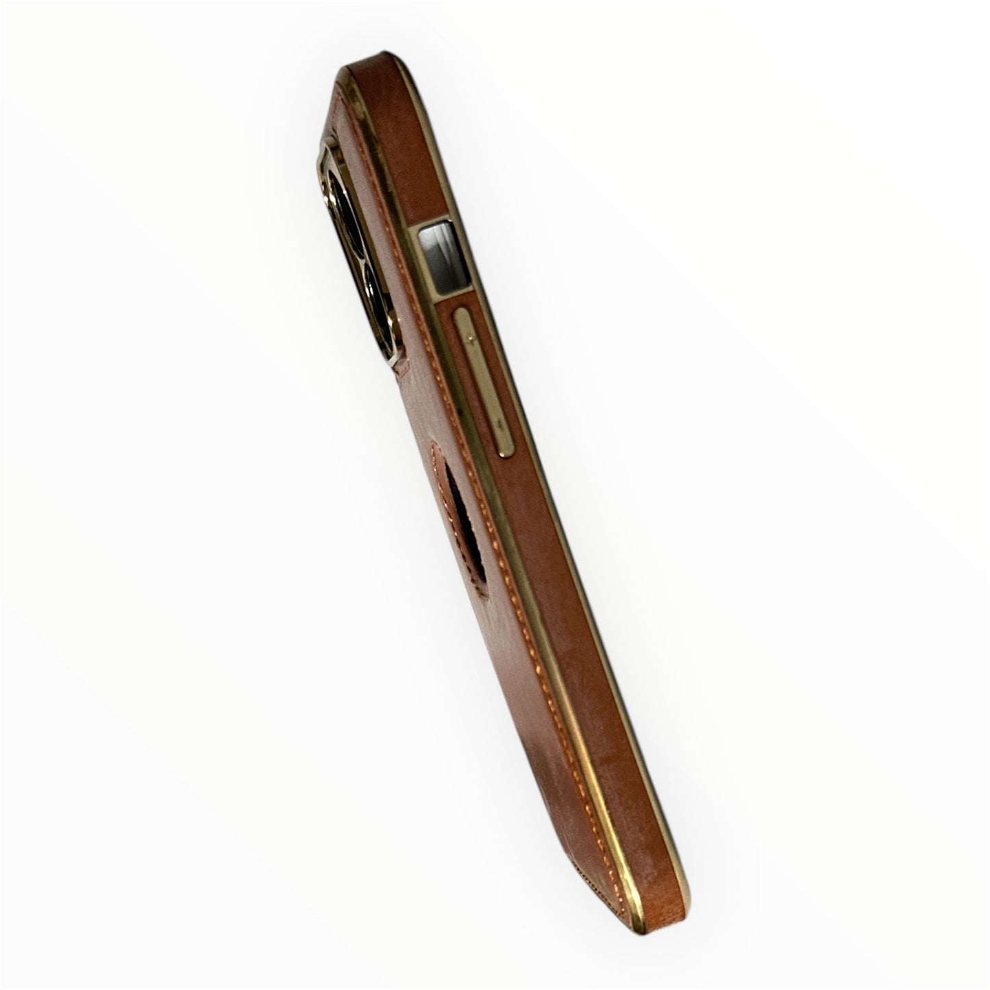 Premium Leather iPhone 13 Case with Gold Detailing My Store