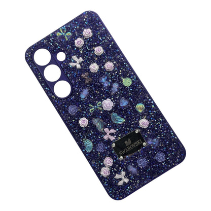 Swarovski Crystal Butterfly & Floral Glitter Phone Case - Purple Samsung Galaxy S24 My Store