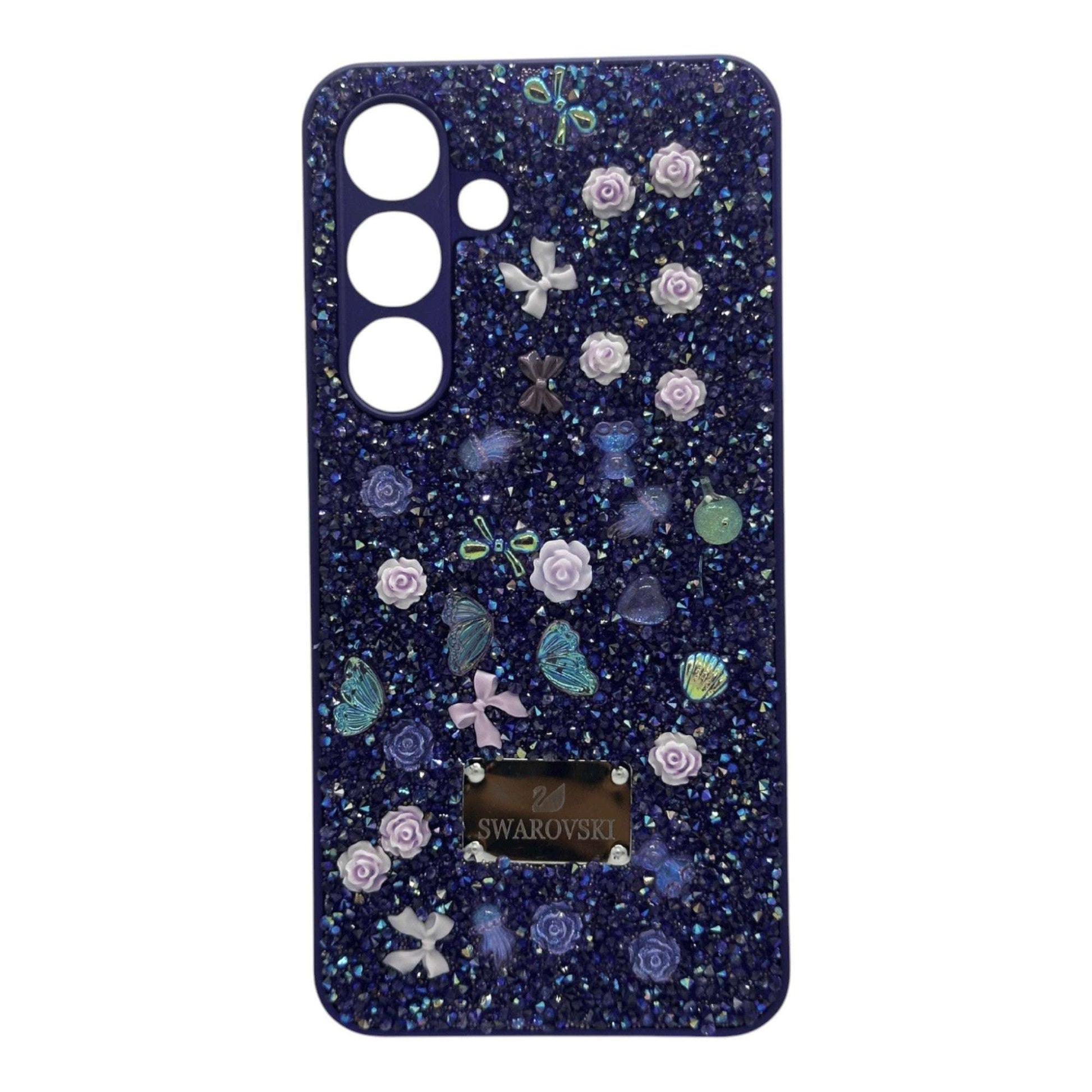 Swarovski Crystal Butterfly & Floral Glitter Phone Case - Purple Samsung Galaxy S24 My Store