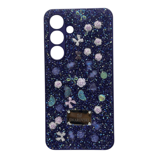 Swarovski Crystal Butterfly & Floral Glitter Phone Case - Purple Samsung Galaxy S24 My Store