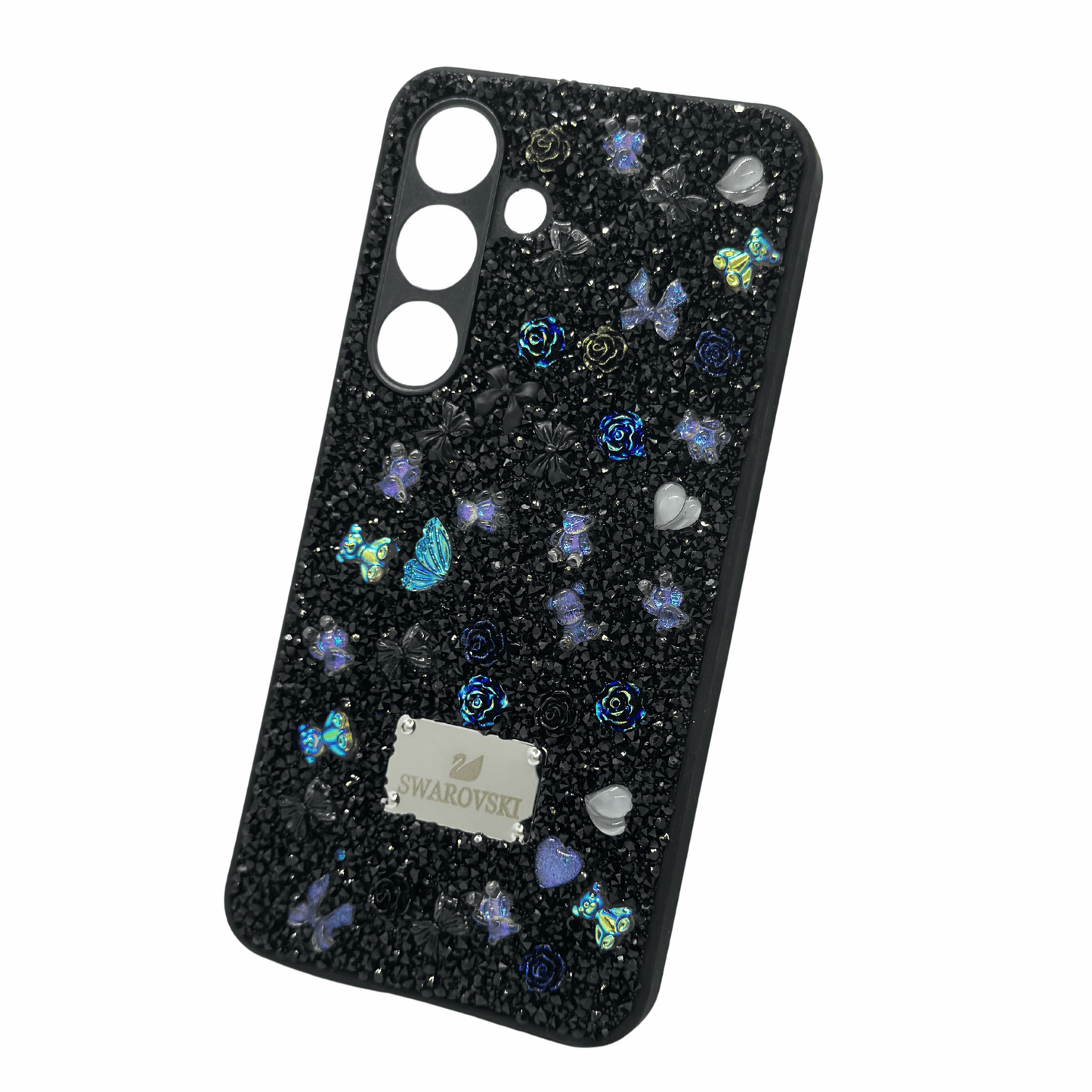 Swarovski Crystal Butterfly and Floral Black Phone Case – Elegant and Stylish My Store