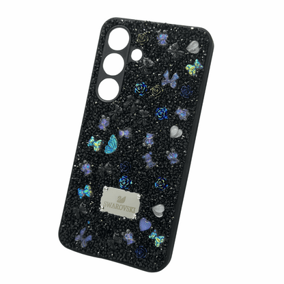 Swarovski Crystal Butterfly and Floral Black Phone Case – Elegant and Stylish My Store