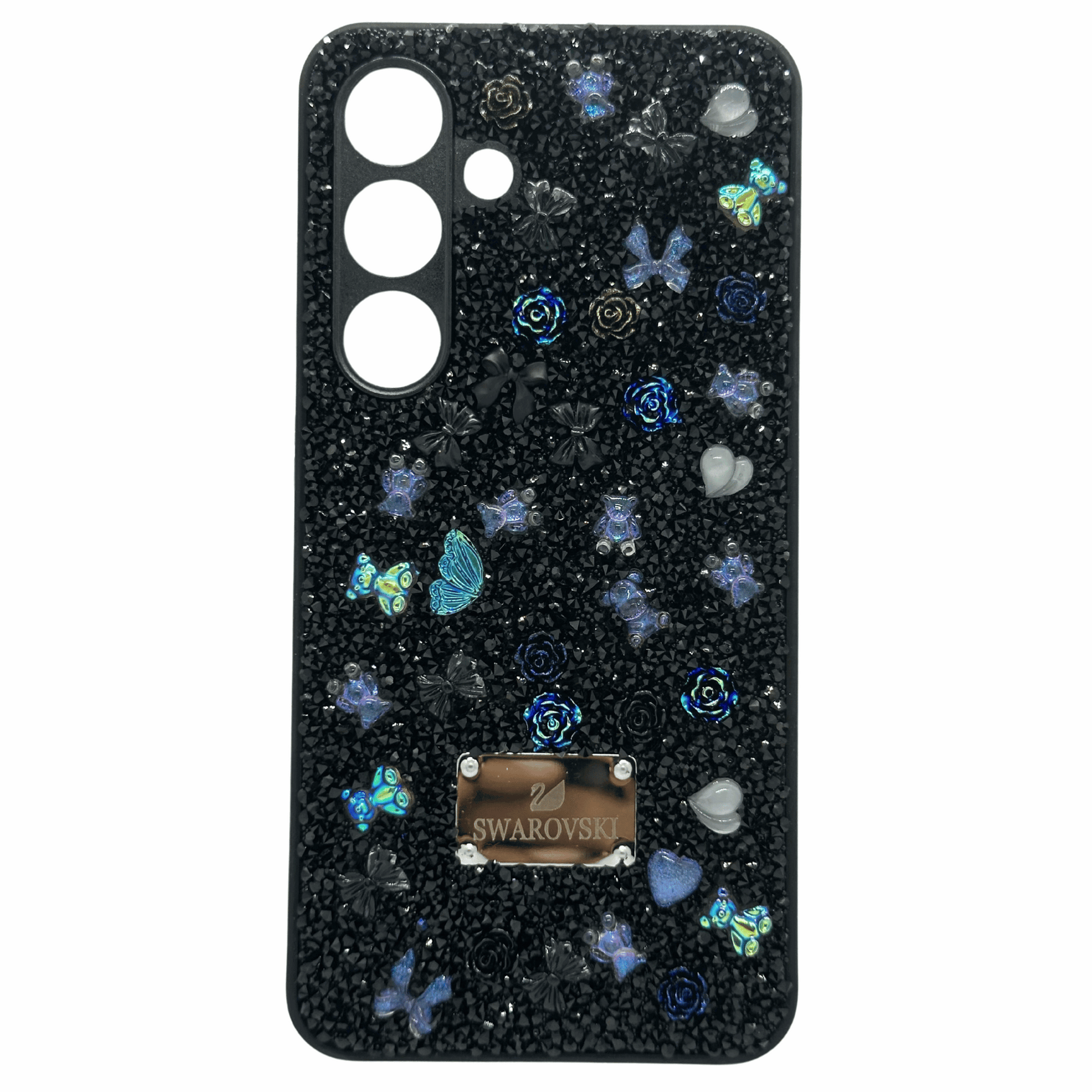 Swarovski Crystal Butterfly and Floral Black Phone Case – Elegant and Stylish My Store