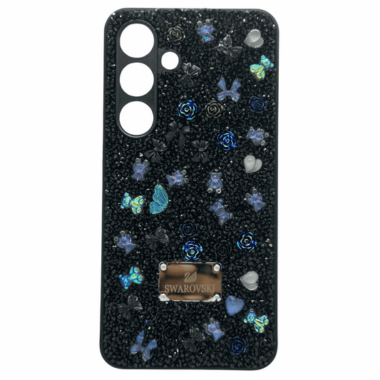Swarovski Crystal Butterfly and Floral Black Phone Case – Elegant and Stylish My Store