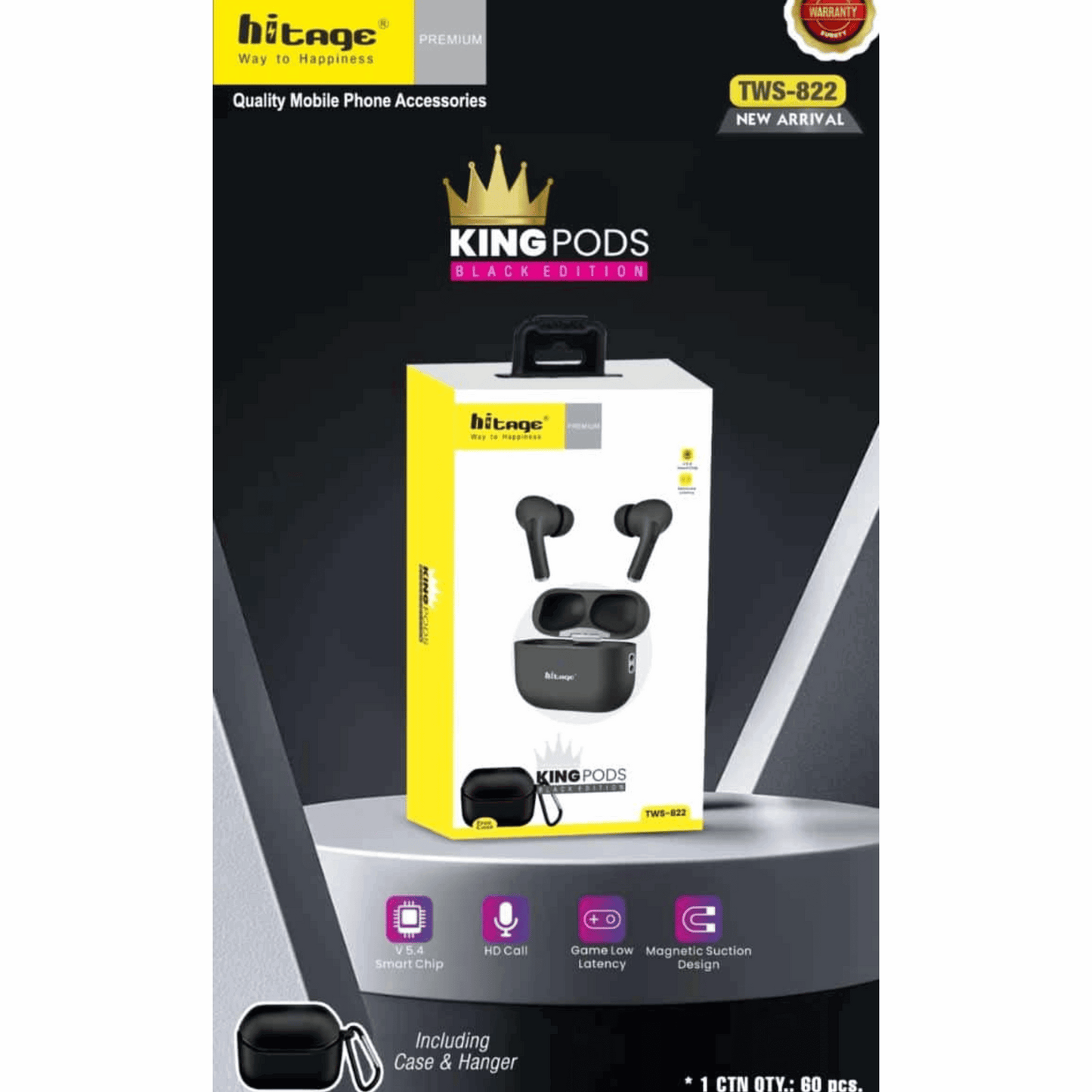 Hitage King Pods Black Edition TWS-822 – Premium Wireless Earbuds Mixwix