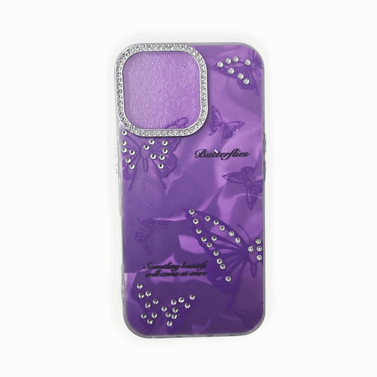 Shimmering 3D Butterfly Case with Crystal Camera Ring – Blue Gradient for iPhone - Mixwix
