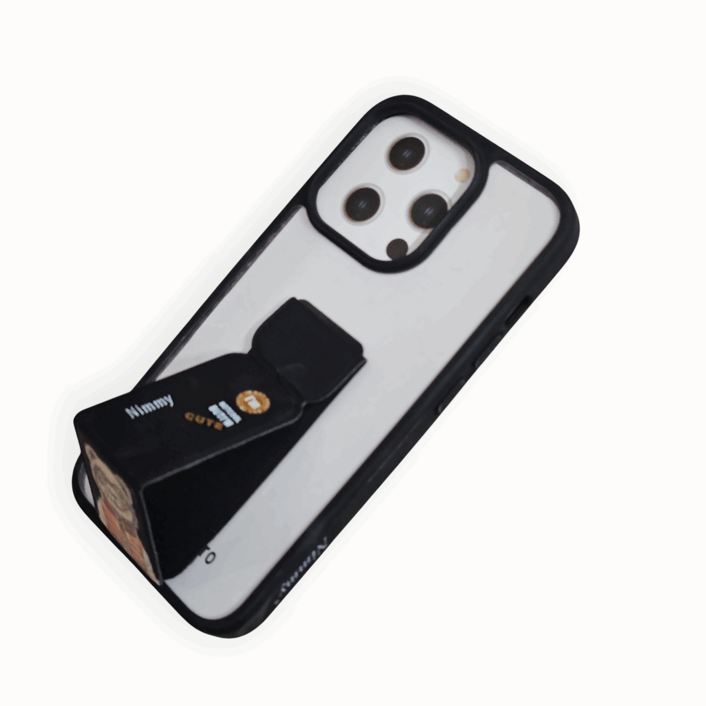Transparent Minimalist Bear iPhone Case with Hand Strap – Stylish & Functional Mixwix