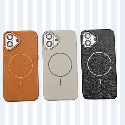 Elegant Pebbled Leather MagSafe Case for iPhone – Sleek & Professional Finish Mixwix