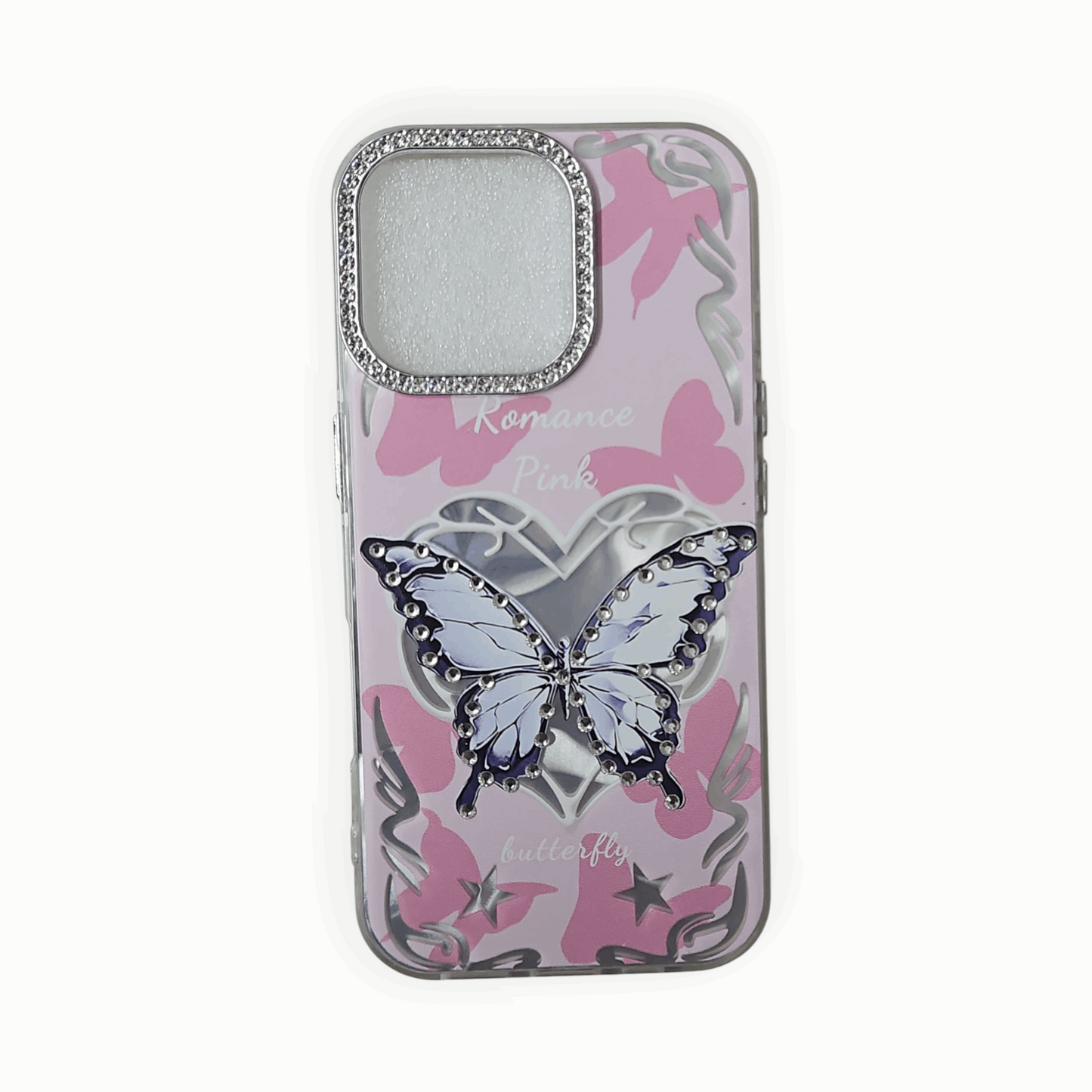 Shimmering 3D Butterfly Case with Crystal Camera Ring – Blue Gradient for iPhone - Mixwix