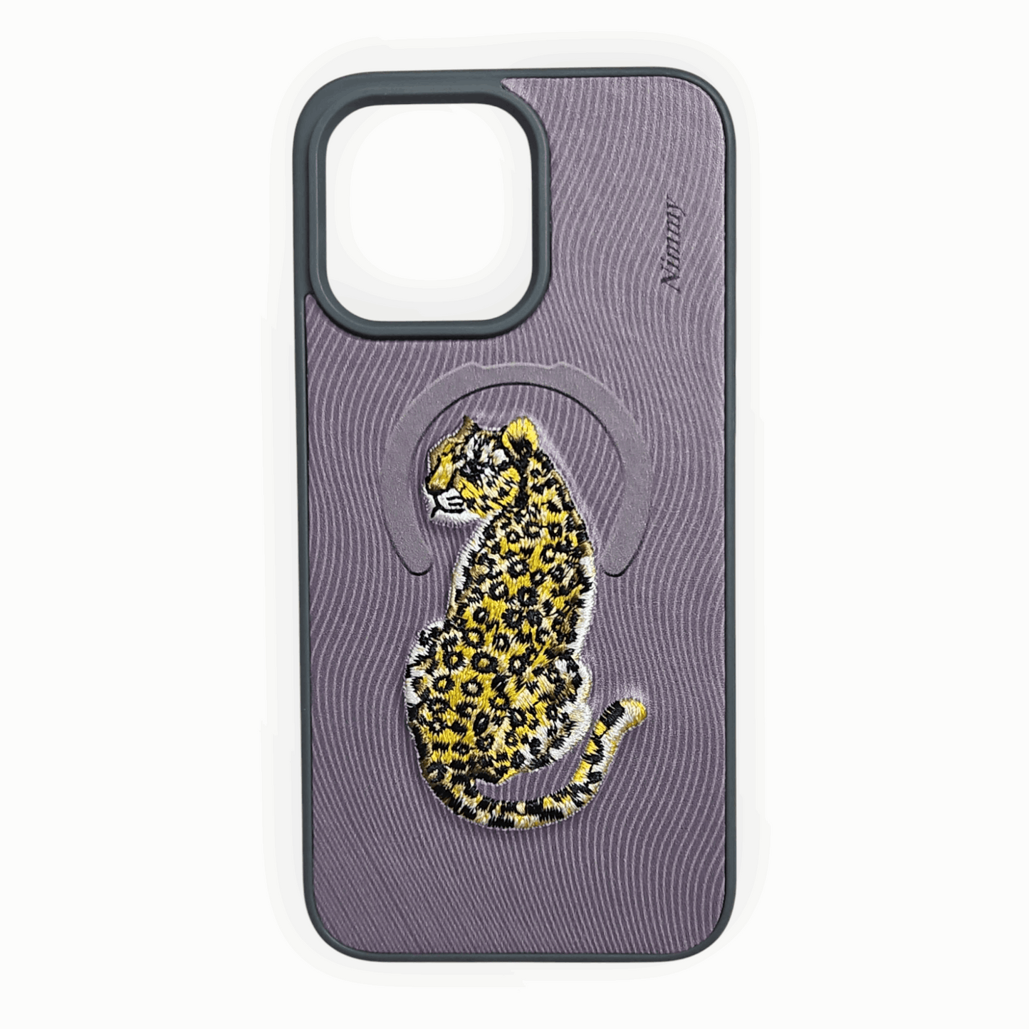 Luxury Embroidered Leopard iPhone Case – MagSafe Compatible, Premium Fabric Texture Mixwix