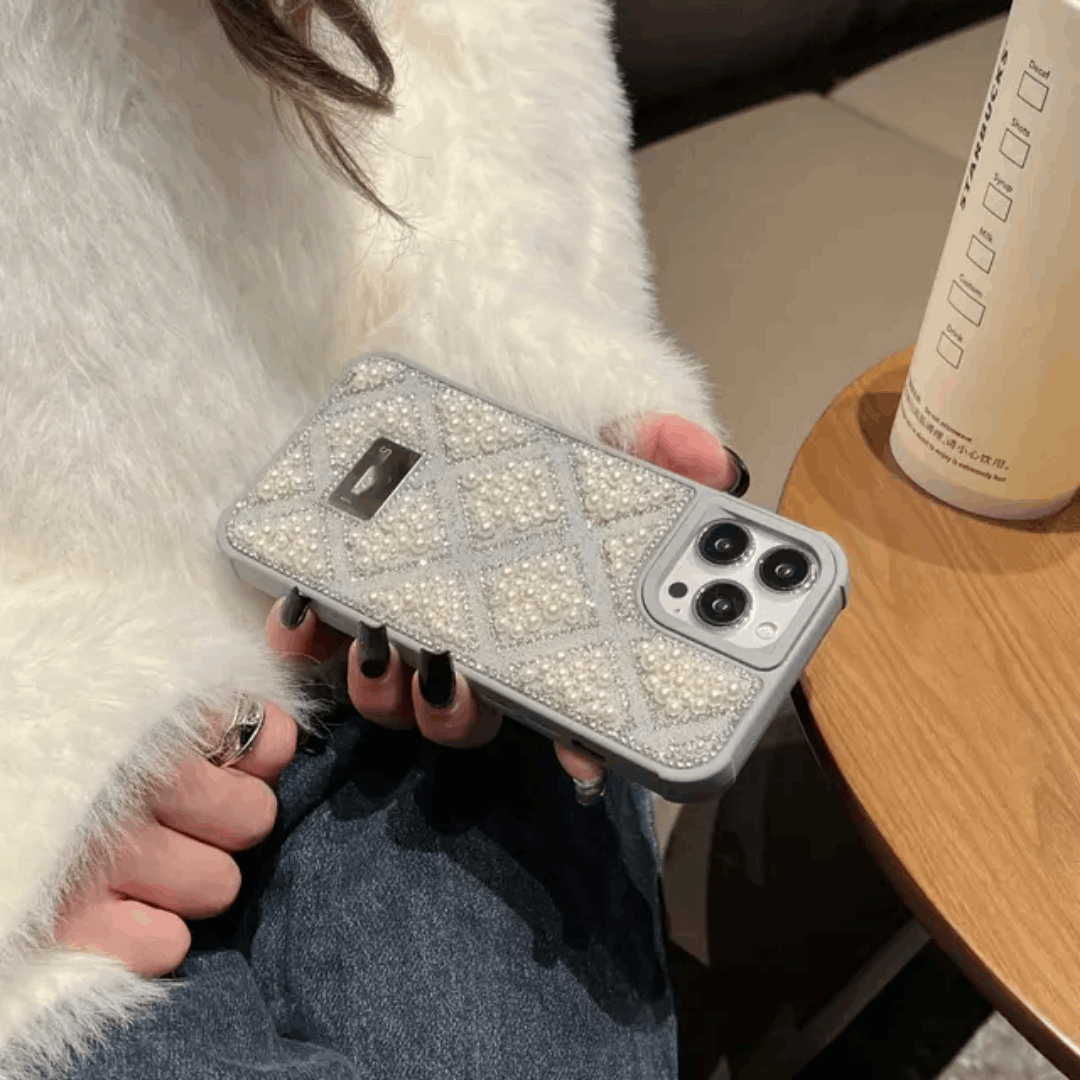 Swarovski Pearl and Crystal Embellished iPhone Case – Pink Glitter My Store